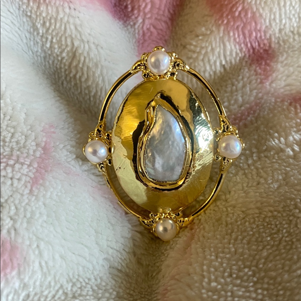 Real Pearl 18k GP Ring